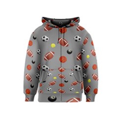 Balltiled Grey Ball Tennis Football Basketball Billiards Kids  Zipper Hoodie by Mariart
