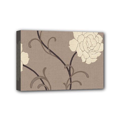 Flower Floral Black Grey Rose Mini Canvas 6  X 4  by Mariart