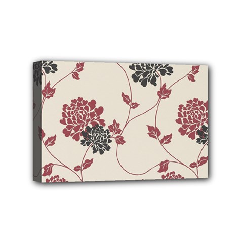 Flower Floral Black Pink Mini Canvas 6  X 4  by Mariart