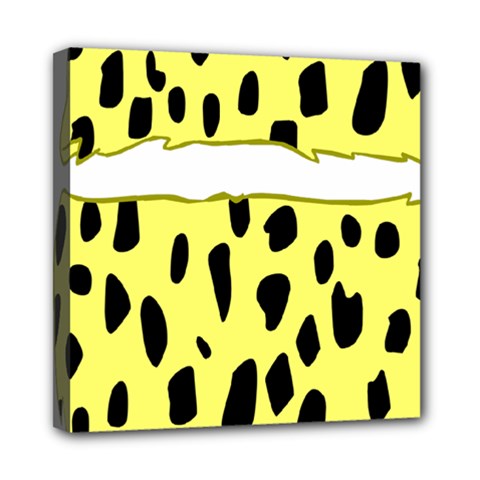 Leopard Polka Dot Yellow Black Mini Canvas 8  X 8  by Mariart