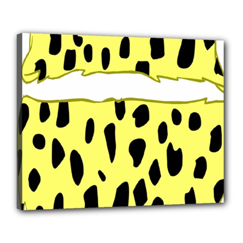 Leopard Polka Dot Yellow Black Canvas 20  X 16  by Mariart