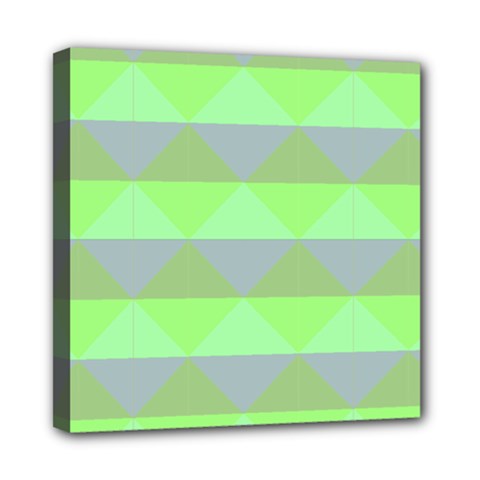 Squares Triangel Green Yellow Blue Mini Canvas 8  X 8  by Mariart