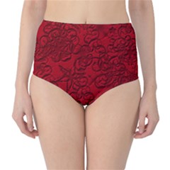 Christmas Background Red Star High-waist Bikini Bottoms by Nexatart