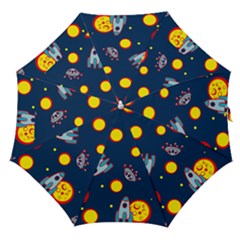 Rocket Ufo Moon Star Space Planet Blue Circle Straight Umbrellas by Mariart