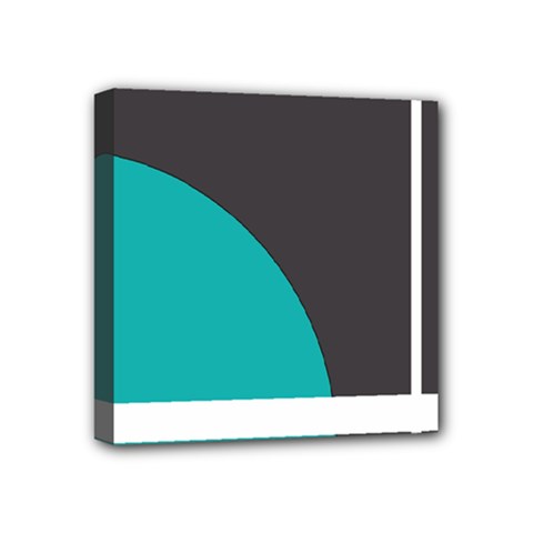 Turquoise Line Mini Canvas 4  X 4  by mugebasakart