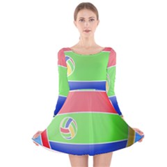 Balloon Volleyball Ball Sport Long Sleeve Velvet Skater Dress by Nexatart
