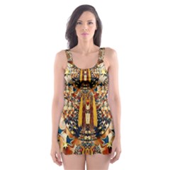 Lady Panda Goes Into The Starry Gothic Night Skater Dress Swimsuit by pepitasart