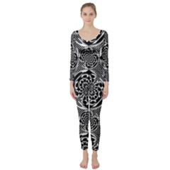 Metallic Mesh Pattern Long Sleeve Catsuit by linceazul