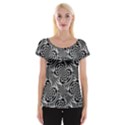 Metallic Mesh Pattern Women s Cap Sleeve Top View1