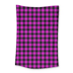 Lumberjack Fabric Pattern Pink Black Small Tapestry by EDDArt