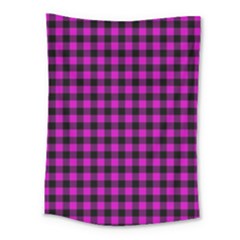Lumberjack Fabric Pattern Pink Black Medium Tapestry by EDDArt