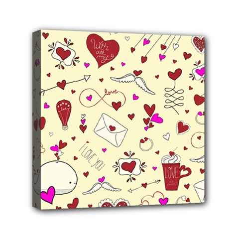 Valentinstag Love Hearts Pattern Red Yellow Mini Canvas 6  X 6  by EDDArt