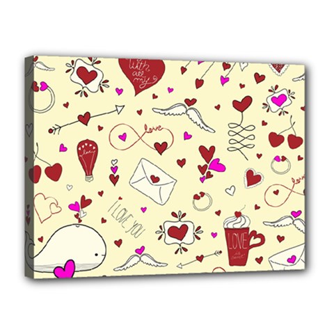 Valentinstag Love Hearts Pattern Red Yellow Canvas 16  X 12  by EDDArt
