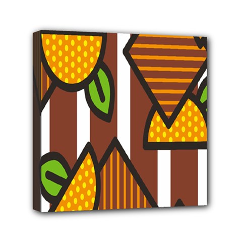 Chocolate Lime Brown Circle Line Plaid Polka Dot Orange Green White Mini Canvas 6  X 6  by Mariart