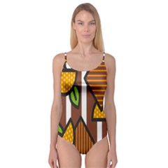Chocolate Lime Brown Circle Line Plaid Polka Dot Orange Green White Camisole Leotard  by Mariart