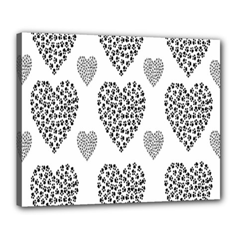 Black Paw Hearts Love Animals Canvas 20  X 16  by Mariart