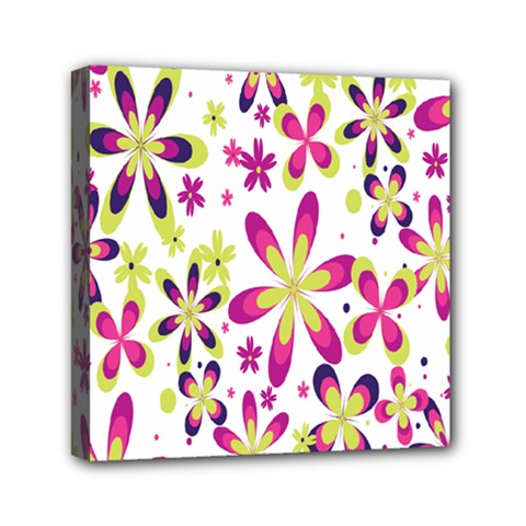 Star Flower Purple Pink Mini Canvas 6  X 6  by Mariart