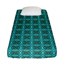Turquoise Damask Pattern Fitted Sheet (single Size) by linceazul