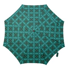 Turquoise Damask Pattern Hook Handle Umbrellas (small) by linceazul