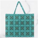 Turquoise Damask Pattern Zipper Large Tote Bag View1