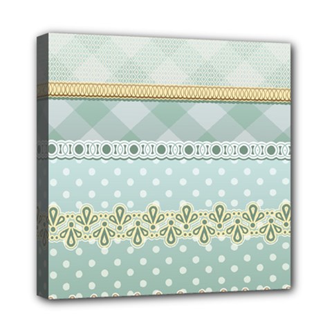 Circle Polka Plaid Triangle Gold Blue Flower Floral Star Mini Canvas 8  X 8  by Mariart
