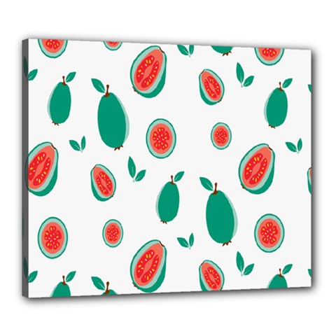 Fruit Green Red Guavas Leaf Canvas 24  X 20  by Mariart