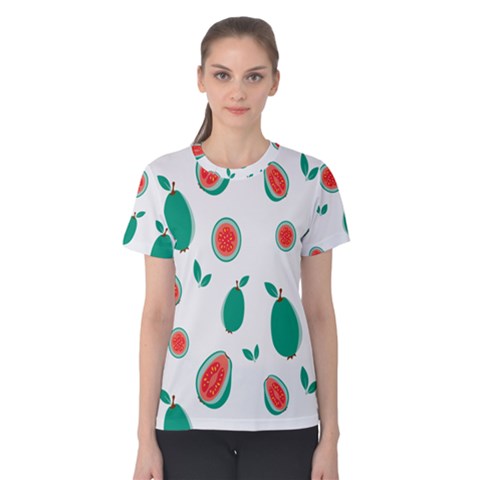 Fruit Green Red Guavas Leaf Women s Cotton Tee by Mariart