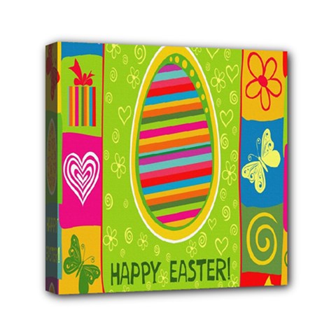 Happy Easter Butterfly Love Flower Floral Color Rainbow Mini Canvas 6  X 6  by Mariart