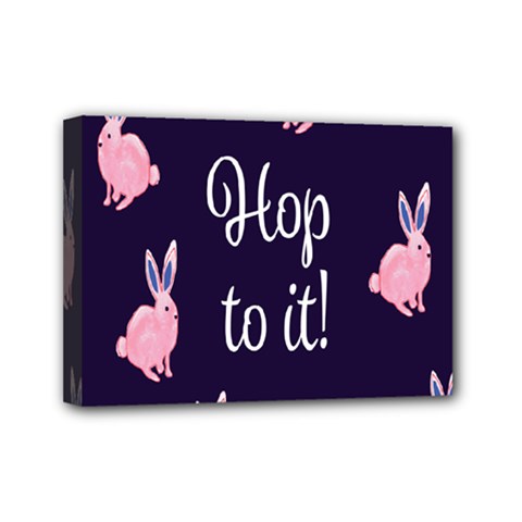 Rabbit Bunny Pink Purple Easter Animals Mini Canvas 7  X 5  by Mariart