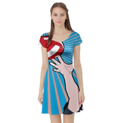 Volly Ball Sport Game Player Short Sleeve Skater Dress by Mariart