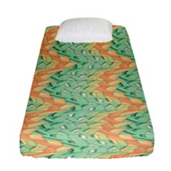 Emerald And Salmon Pattern Fitted Sheet (single Size) by linceazul