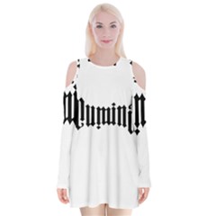 Illuminati Velvet Long Sleeve Shoulder Cutout Dress by Valentinaart