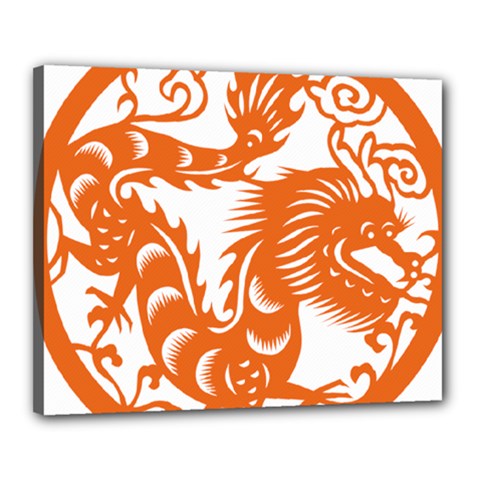 Chinese Zodiac Dragon Star Orange Canvas 20  X 16  by Mariart