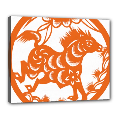 Chinese Zodiac Horoscope Horse Zhorse Star Orangeicon Canvas 20  X 16  by Mariart