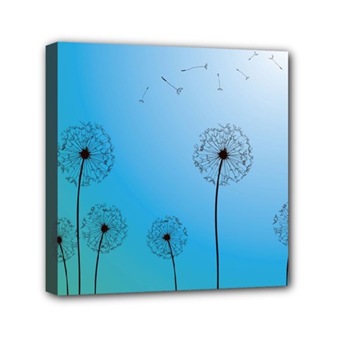 Flower Back Blue Green Sun Fly Mini Canvas 6  X 6  by Mariart