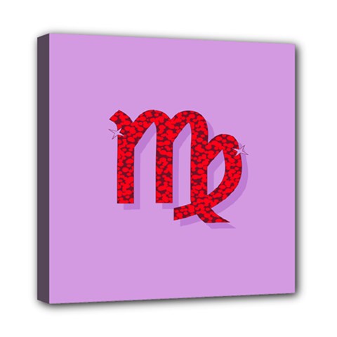 Illustrated Zodiac Purple Red Star Polka Mini Canvas 8  X 8  by Mariart