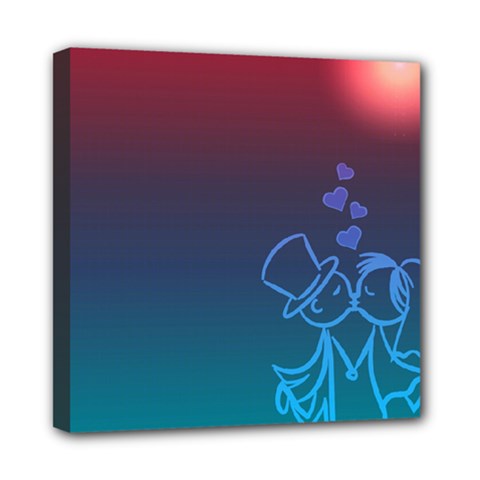Love Valentine Kiss Purple Red Blue Romantic Mini Canvas 8  X 8  by Mariart