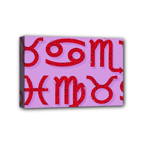 Illustrated Zodiac Red Purple Star Mini Canvas 6  X 4  by Mariart
