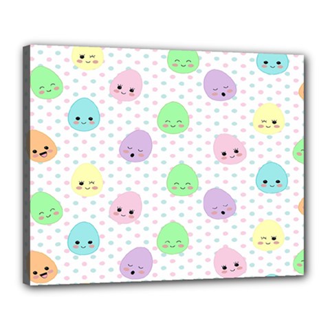 Egg Easter Smile Face Cute Babby Kids Dot Polka Rainbow Canvas 20  X 16  by Mariart