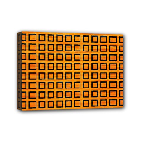 Halloween Squares Plaid Orange Mini Canvas 7  X 5  by Mariart