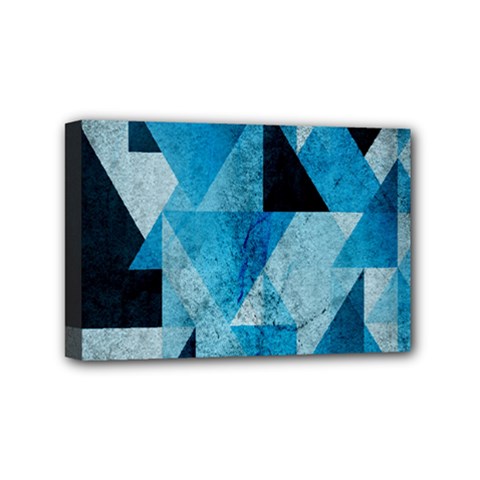 Plane And Solid Geometry Charming Plaid Triangle Blue Black Mini Canvas 6  X 4  by Mariart