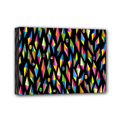 Skulls Bone Face Mask Triangle Rainbow Color Mini Canvas 7  X 5  by Mariart