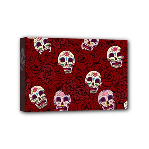 Funny Skull Rosebed Mini Canvas 6  X 4  by designworld65
