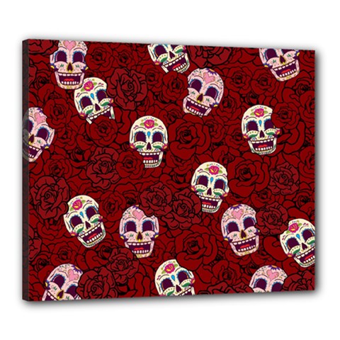 Funny Skull Rosebed Canvas 24  X 20  by designworld65