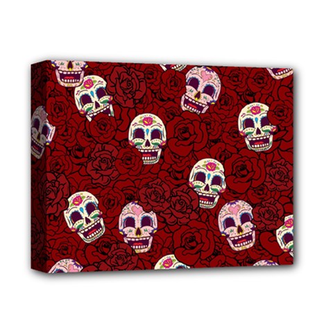 Funny Skull Rosebed Deluxe Canvas 14  X 11  by designworld65