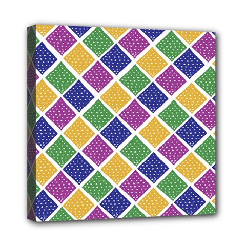 African Illutrations Plaid Color Rainbow Blue Green Yellow Purple White Line Chevron Wave Polkadot Mini Canvas 8  X 8  by Mariart