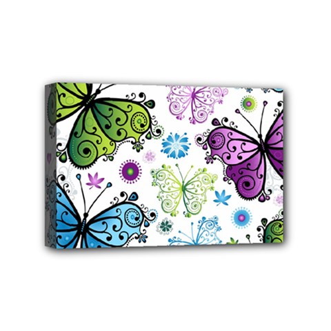 Butterfly Animals Fly Purple Green Blue Polkadot Flower Floral Star Mini Canvas 6  X 4  by Mariart