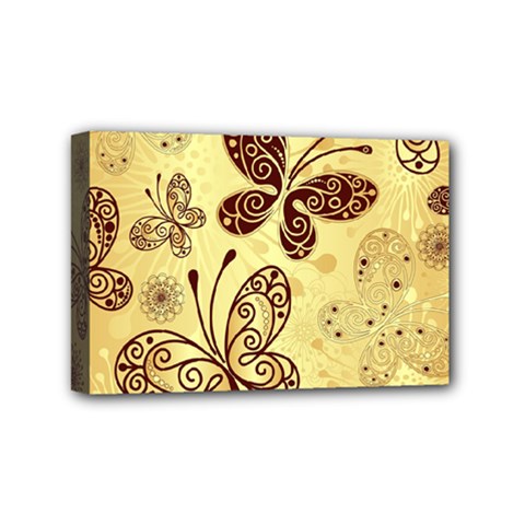 Butterfly Animals Fly Purple Gold Polkadot Flower Floral Star Sunflower Mini Canvas 6  X 4  by Mariart