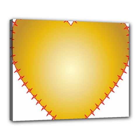 Heart Rhythm Gold Red Canvas 20  X 16  by Mariart