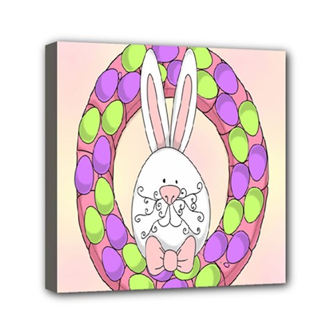 Make An Easter Egg Wreath Rabbit Face Cute Pink White Mini Canvas 6  X 6  by Mariart